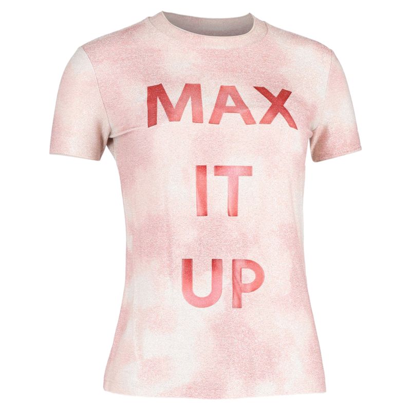 Max & Co Printed Crewneck T-Shirt In Pink Viscose